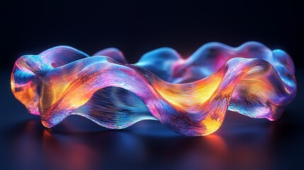 Glowing abstract swirl, dark background, digital art, design element