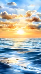 Obraz premium Serene Sunset Ocean: Calm Waterscape - Vibrant Color Palettes