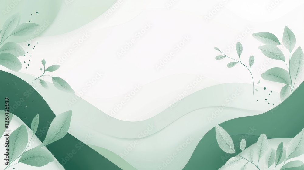Aufkleber Soft green abstract patterns with leaves creating a calming background for various creative projects and designs. Generative AI