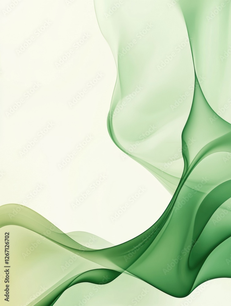 Aufkleber Soft flowing green abstract design with gentle curves and gradients in a serene background. Generative AI