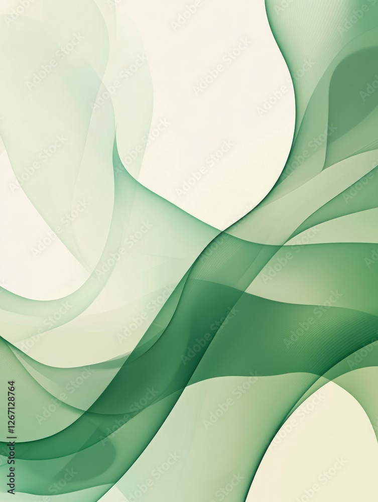 Aufkleber Fluid green wave patterns creating an ethereal backdrop for creative designs and modern aesthetics. Generative AI
