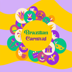 Abstract trendy flat iconic style vector illustration of brazilian carnival, music festival, mardi gras celebration.