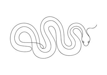 Obraz premium Continuous One Line Python Snake | Minimalist Reptile Vector Illustration