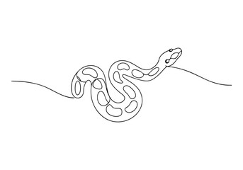 Continuous One Line Python Snake | Minimalist Reptile Vector Illustration
