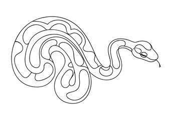 Continuous One Line Python Snake | Minimalist Reptile Vector Illustration