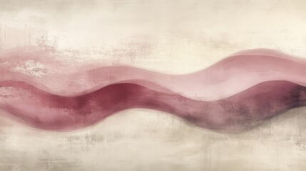 Obraz premium Abstract painting features horizontal flowing waves in shades of pink