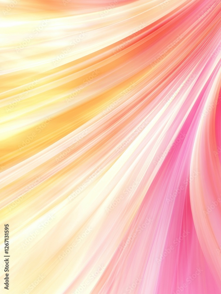 Poster vibrant swirls of pink and yellow blending smoothly in a beautiful abstract design during daylight. 