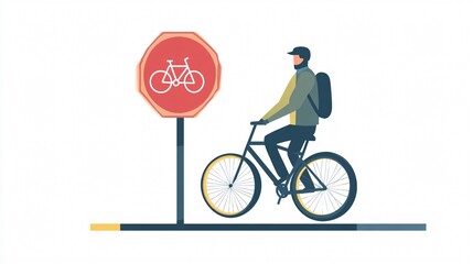 Fototapeta premium No Bicycle Allowed Road Sign Vector Illustration