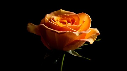 A Single Orange Rose in Dark Background