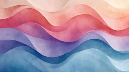 Abstract watercolor waves cascade in a spectrum of soft colors