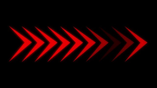 Glowing road arrow sign &ndash; Right direction pointer animated on black background, 4K video motion graphics