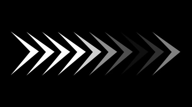 Glowing road arrow sign &ndash; Right direction pointer animated on black background, 4K video motion graphics