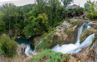 Cascade of Cirque de Navacelle. Fabulous waterfall of Navacelle in Occitanie - France - Europe