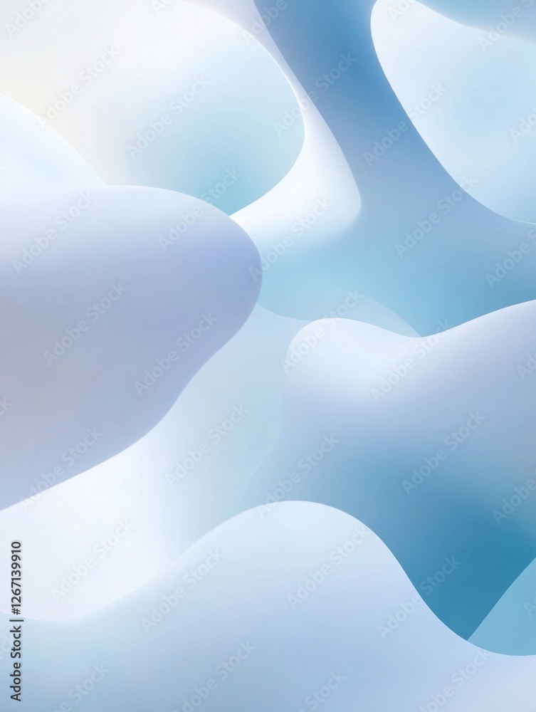 Fototapete soft and fluid shapes create a serene atmosphere in gentle blue tones. generative ai