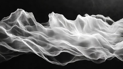 Abstract landscape resembling mountains composed of a hazy fabric