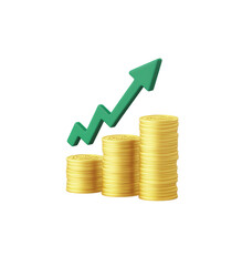 Isolated Growing Stacks of Coins with Upward Arrow