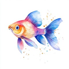 Watercolor Fish Design Elegant Aquatic Life Illustration Isolated on White