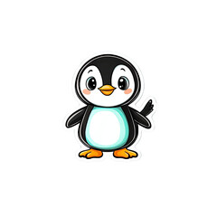 Obraz premium Adorable Cartoon Penguin Illustration - Cute Winter Bird Character Design