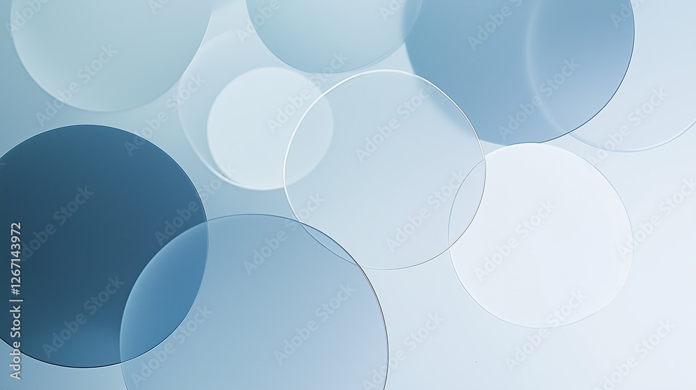 Poster A series of overlapping translucent circles fading into white