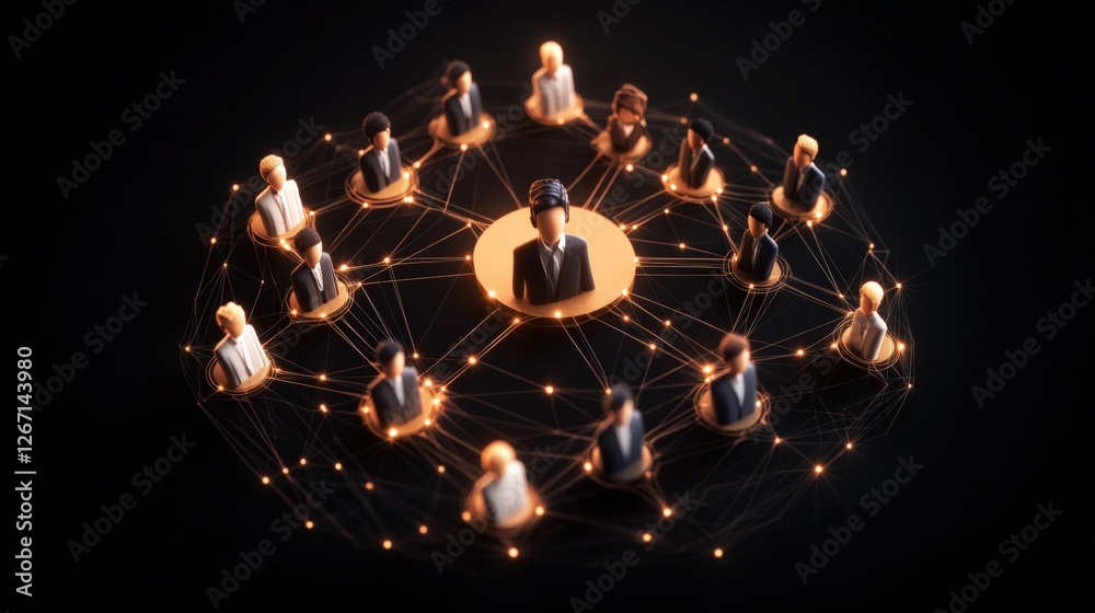 Aufkleber circle of connected dots on black background representing global network connection and business com