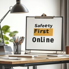 Safety First Online poster in an office IT department 