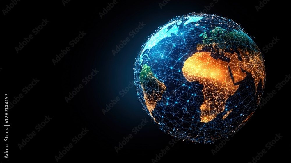 Aufkleber globe with network of connected lines and dots representing global communication and business collab