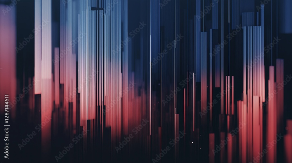 Poster a set of parallel lines forming an abstract city skyline