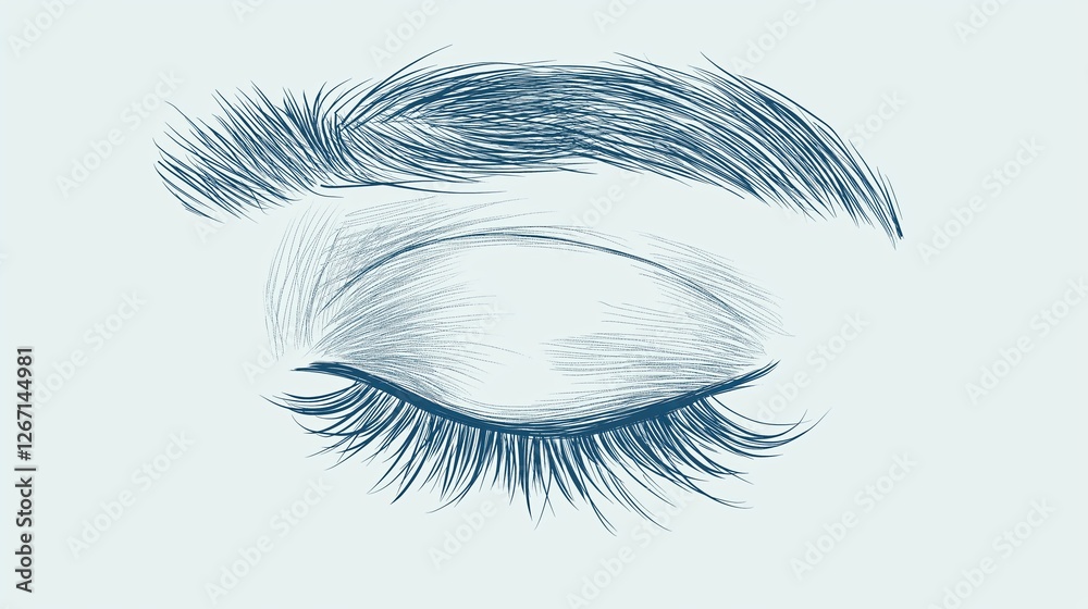 Poster A single closed eye drawn with one continuous line