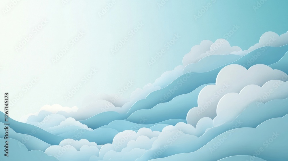 Aufkleber soft blue clouds float peacefully in a serene sky during the day, creating a tranquil atmosphere. ge