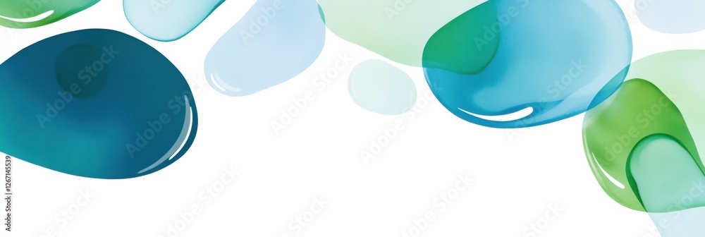 Poster Colorful droplets of water on a white background creating a soothing and refreshing visual effect. Generative AI