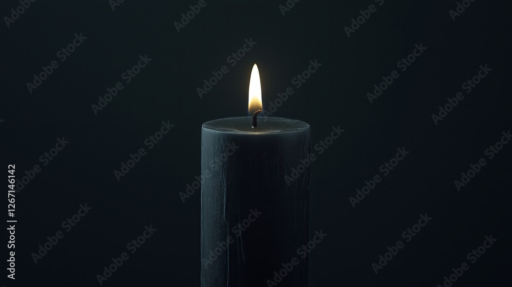 Poster a single unlit candle in the middle of an all-black background