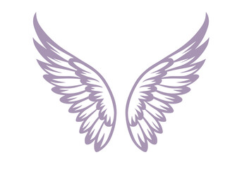 Angel wings outline isolated on white. Vector illustration.	