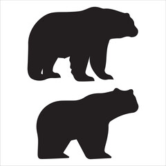 Vector bear silhouette isolated on white background Bear icon modern symbol logo black bear image
