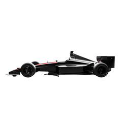 Isolated Black Formula One Racing Car with Red Accents