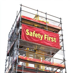 Obraz premium scaffold wrapped in safety netting 