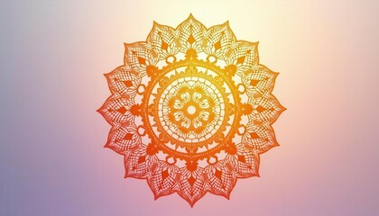Ornate Mandala Design, Intricate Pattern, Soft Color Gradient Background, Decorative Art, Graphic Element, Digital Illustration