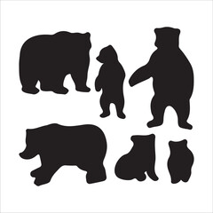 Vector bear silhouette isolated on white background Bear icon modern symbol logo black bear image