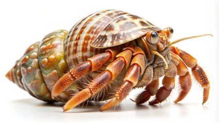 Hermit Crab in Shell, White Background