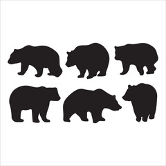 Vector bear silhouette isolated on white background Bear icon modern symbol logo black bear image