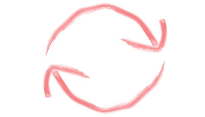 赤い円弧矢印の水彩イラスト2