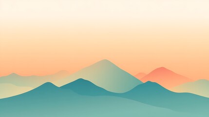 Serene Pastel Mountains at Sunrise Landscape
