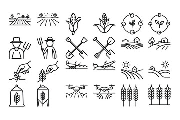 High quality agriculture outline icon vector illustration, perfect for farming, organic products, eco-friendly designs, agribusiness branding, and rural development themes.