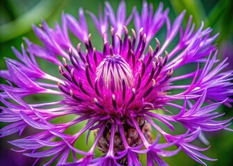 Vibrant close-up: knapweed's purple petals unfurl in botanical detail.