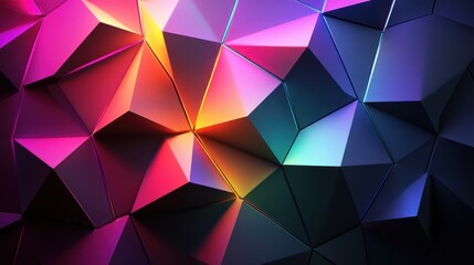 Fototapeta premium Abstract Colorful Geometric Polygonal Background Design Illuminated with Vivid Neon Hues