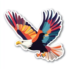 Obraz premium Colorful eagle soaring, nature background, wildlife art, sticker design