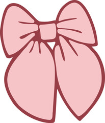 coquette pink bow ribbon illustration vector element big wide short bow