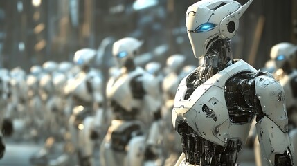 Fototapeta premium Army of Advanced Robots: A Futuristic Vision