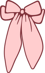 coquette pink bow ribbon illustration vector element big wide long bow with layer