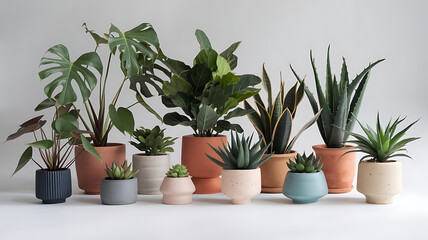 Obraz premium collection of potted plants isolated background