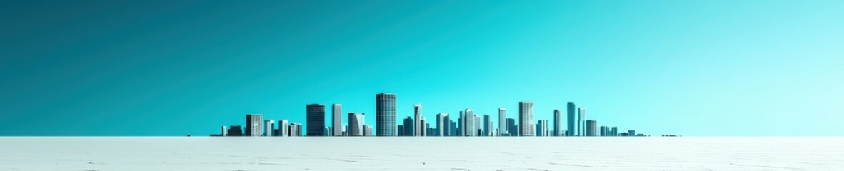 Obraz premium Urban skyline with futuristic architecture against a blue backdrop